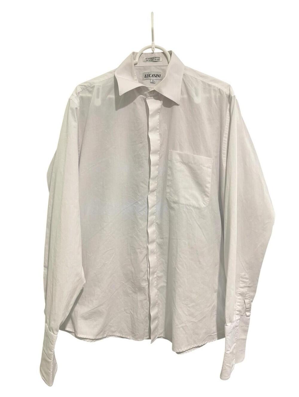 Lucasini Men’s Dress Shirt 16.5 Neck   35-37" Sleeve French Cuffs